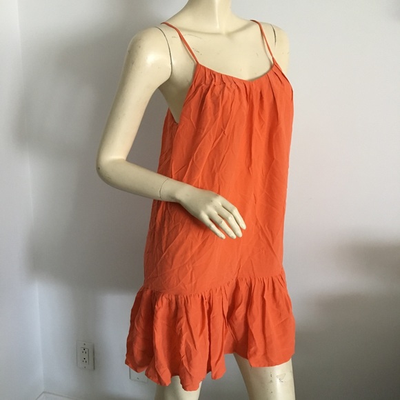 Joie orange sleeveless silk cami dress with ruffle trim size small - Picture 2 of 8